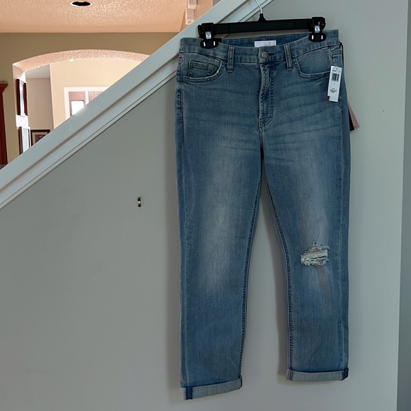 JEN7 by 7 for All Mankind Destruction Detail Roll Up Hem Slim Boyfriend Jeans - Picture 5 of 15